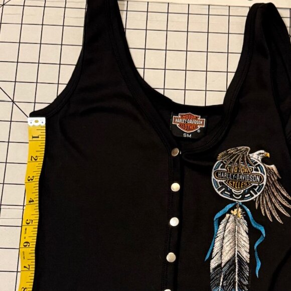 RARE 1991 HARLEY DAVIDSON TRIBAL DESIGN WOMEN TANK TOP SZ SM AND BUMPER STICKER - Picture 11 of 13
